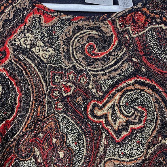 CHICOS Travelers Womens 1/M/8 Scroll Print Multicolor Long Sleeve Top Blouse - Picture 4 of 9